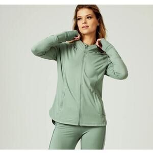 7Diamonds Core Jacket Womens Small Green Full Zip Hoodie Stretch Thumb Holes